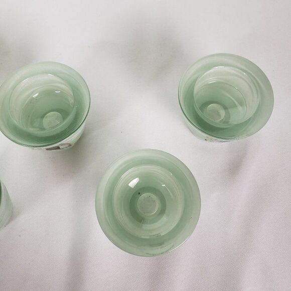 6 Beautiful Recycled Small Green Mint Glass Votive Tealight Candle Holder Decor - Picture 3 of 9